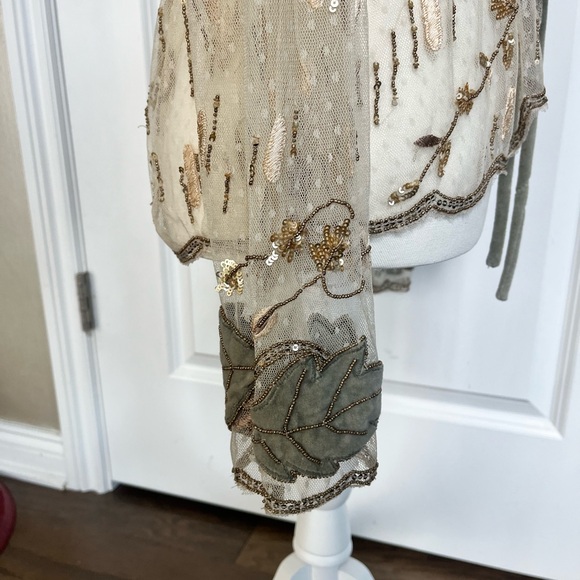 Freepeople Lace Embellished Embroidery Draw String Wrap Top - Picture 6 of 9